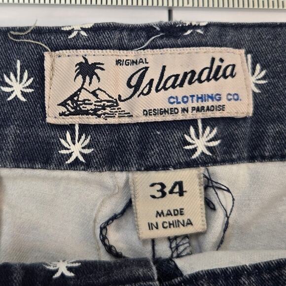 Islandia Clothing Co. Palm Tree Print Chino Shorts w/ Belt Men's Sz. 34 - Picture 3 of 6